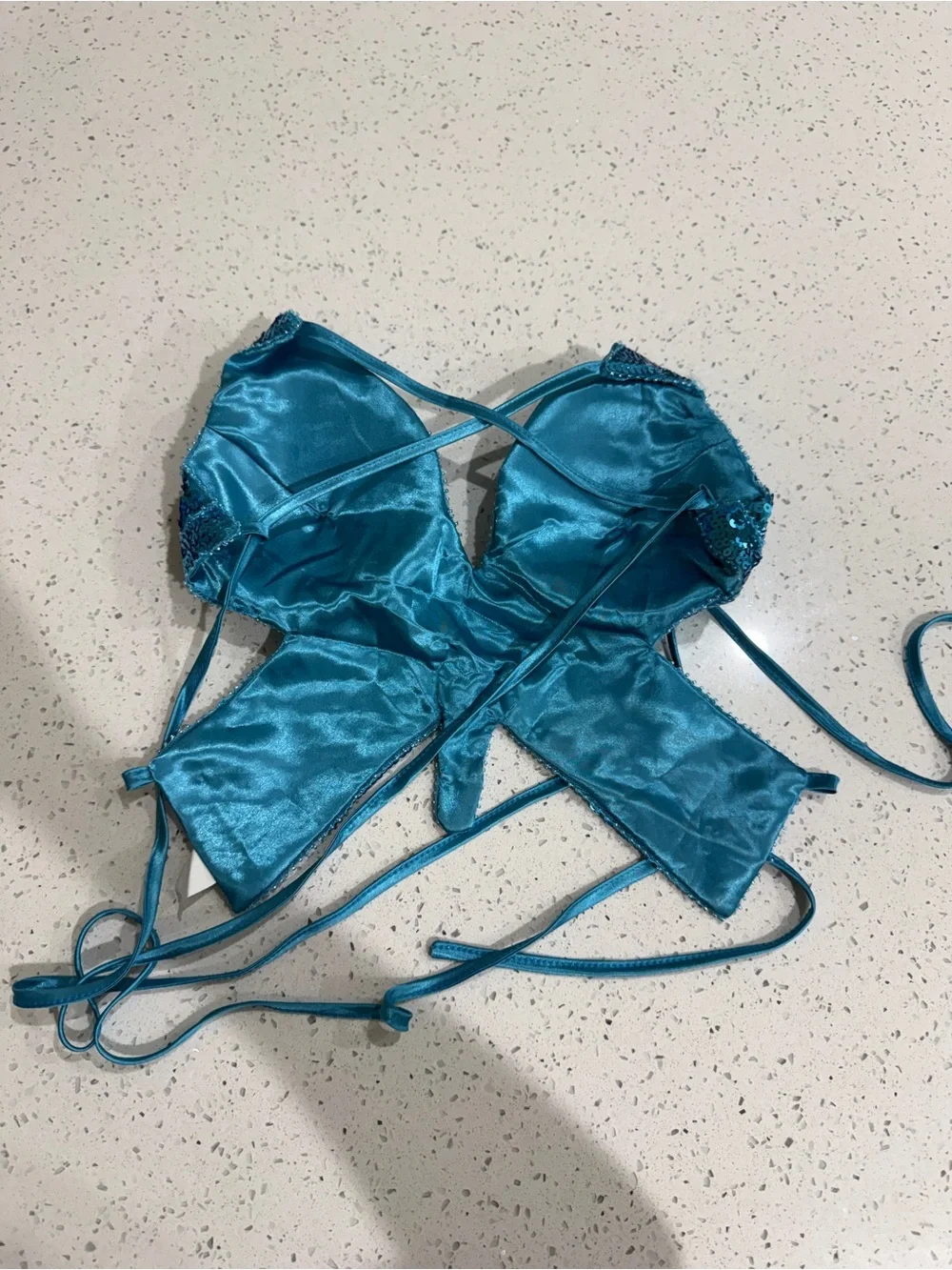 Sequin Teal Butterfly Costume Top